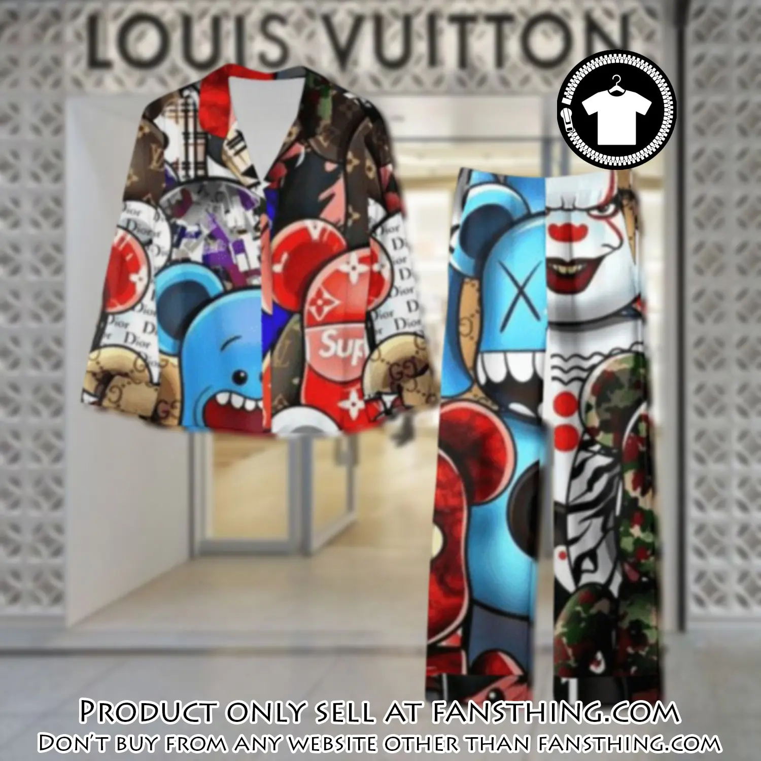 Trending luxury lv satin pajama set pjs1076 fst0715078